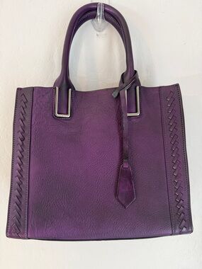 Plum Purple Leather Satchel handmade genuine leather